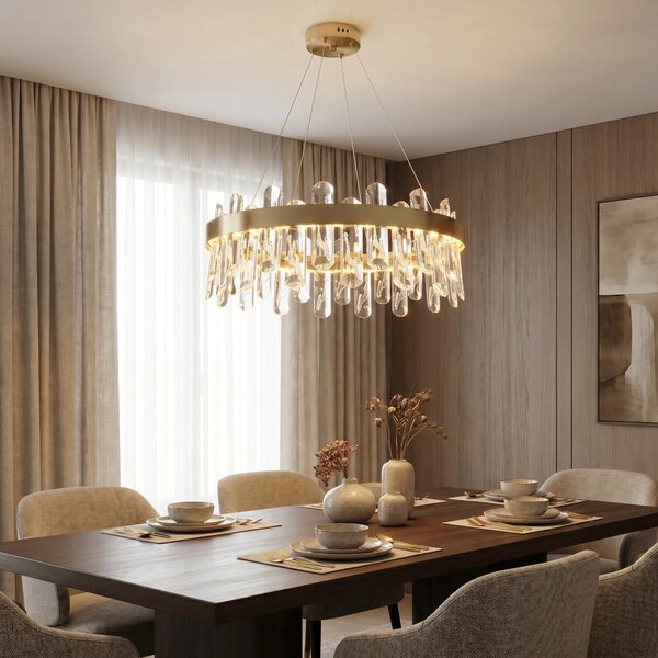 Toolight Závěsné LED osvětlení Crystal SWE074-1CP 50 kartáčovaná zlatá