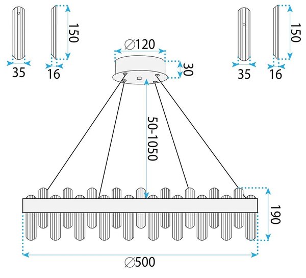 Toolight Závěsné LED osvětlení Crystal SWE074-1CP 50 kartáčovaná zlatá