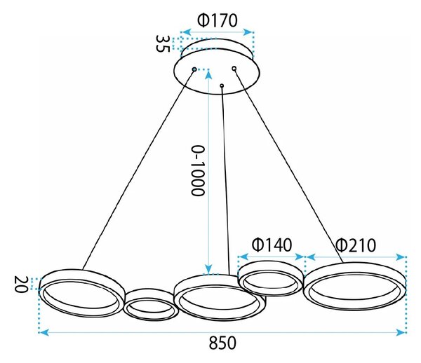 Toolight Závěsné LED osvětlení Modern Circle APP1923-CP černé