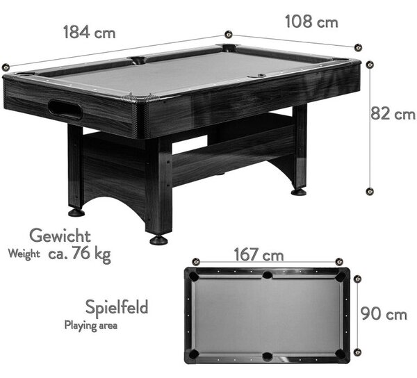 GamesPlanet® Kulečníkový stůl s vybavením 6ft, modrá