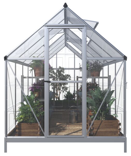 Skleník se základnou BestBerg SH-6 / 6,6 m² / 360 x 182 x 208 cm / stříbrná