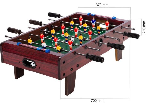 Mini stolní fotbálek s nožičkami, 70 x 37 x 25 cm, tm. dřevo