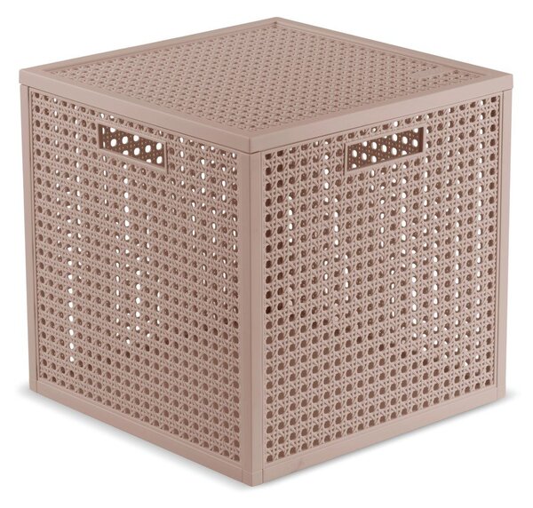 Starorůžový úložný box s víkem z recyklovaného plastu 28x28x28 cm Kaya Cube – Curver