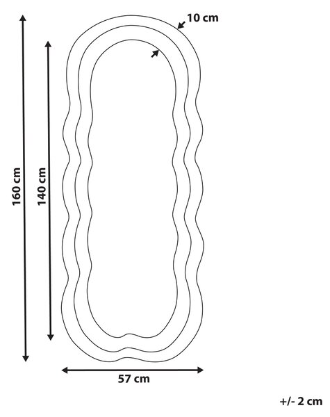 Zrcadlo LACS 57 cm 160 cm Umělý samet Modrá