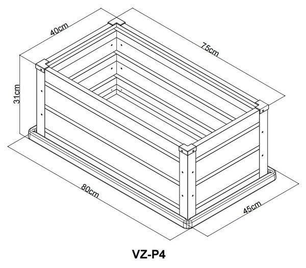 Vyvýšený zahradní záhon se základnou BestBerg VZ-P4 / 80 x 45 x 31 cm / šedá