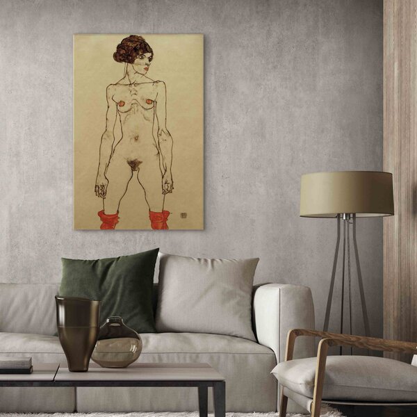 Reprodukce obrazu Stojící nahá dívka s punčochami