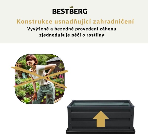 Vyvýšený zahradní záhon se základnou BestBerg VZ-P4 / 80 x 45 x 31 cm / šedá
