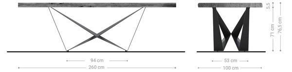 DELIFE Jídelní stůl Edge 260x100 akácie přírodní Spider plochá ocel černá Live-Edge
