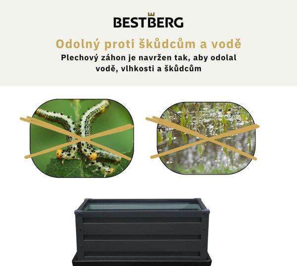 Vyvýšený zahradní záhon se základnou BestBerg VZ-P4 / 80 x 45 x 31 cm / šedá