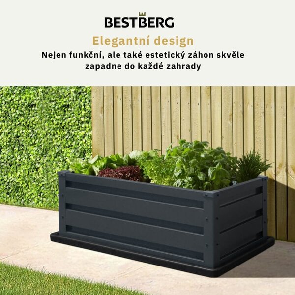 Vyvýšený zahradní záhon se základnou BestBerg VZ-P4 / 80 x 45 x 31 cm / šedá