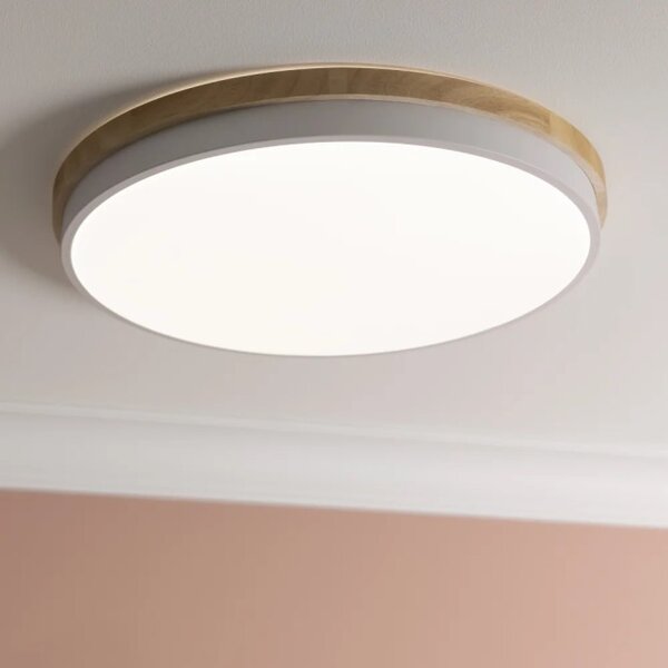 Brilliant G80846/75 Stmívatelné LED svítidlo BAARLO DŘEVO bílé průměr 50cm, RC, CCT, Night Light