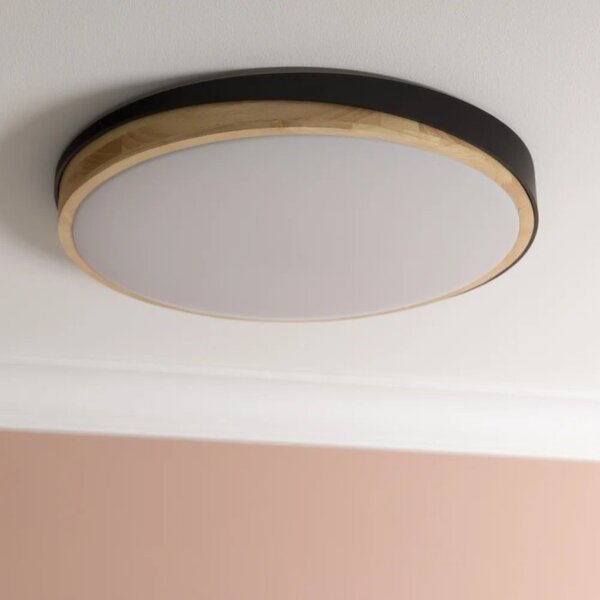 Brilliant G80846/76 Stmívatelné LED svítidlo BAARLO DŘEVO černé průměr 50cm, RC, CCT, Night Light