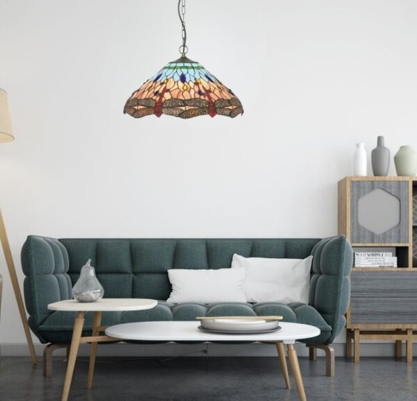 Searchlight 1283-16 Závěsné svítidlo DRAGONFLY vitrážové sklo TIFFANY