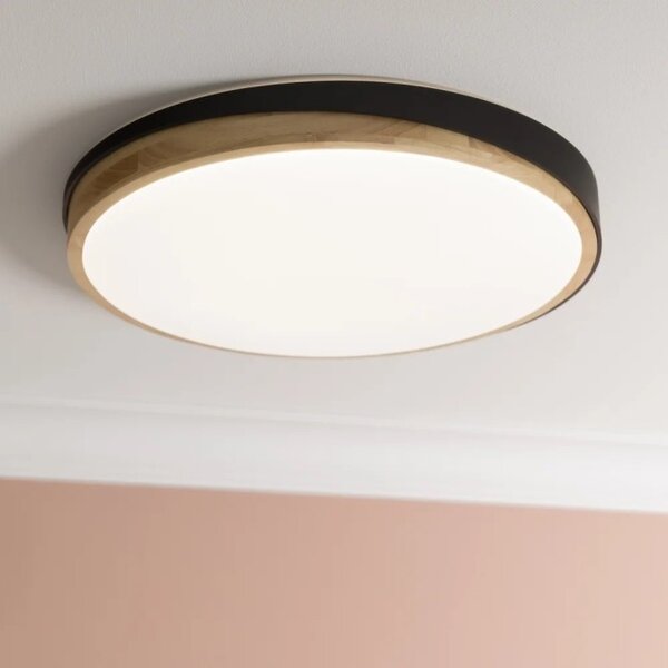 Brilliant G80846/76 Stmívatelné LED svítidlo BAARLO DŘEVO černé průměr 50cm, RC, CCT, Night Light