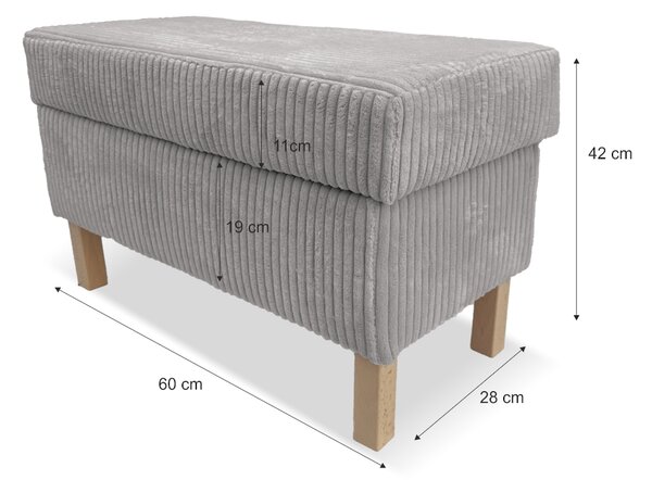 Taburet ELLA 60x28 s úložným prostorem - černý - manšestr - LINCOLN 100