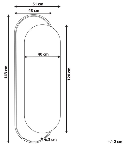 Zrcadlo CREIL 51 cm 143 cm Umělý ratan Přírodní
