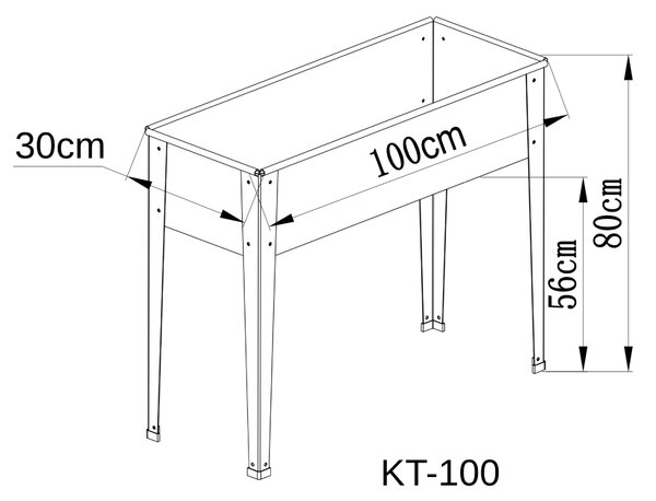 Vyvýšený zahradní záhon BestBerg KT-100 / 100 x 30 x 80 cm / šedá