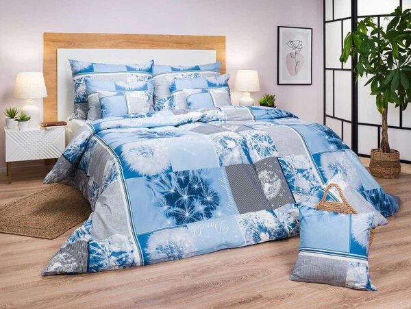 DADKA Bavlněné povlečení Pampelišky 3D modré 140x200, 70x90 cm