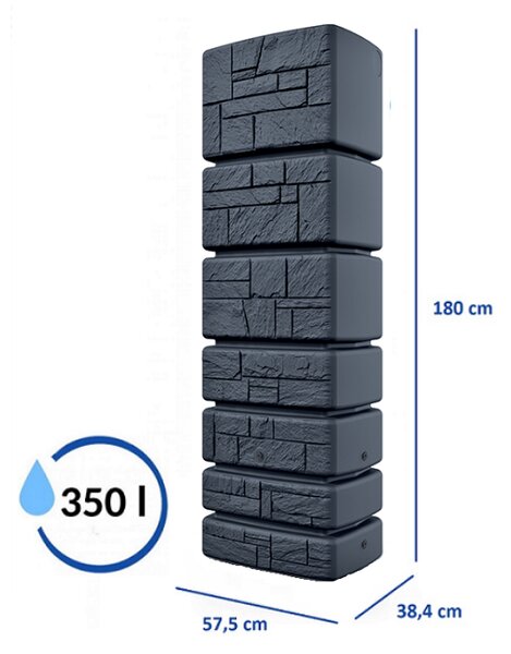 Prosperplast Sud na dešťovou vodu TOWER STONE antracit 350l