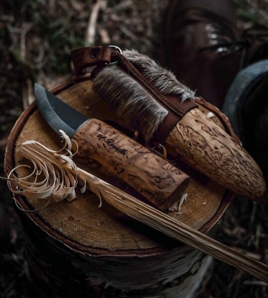 Finský nůž Roselli Grandfather, sobí kožešina / dárkový set