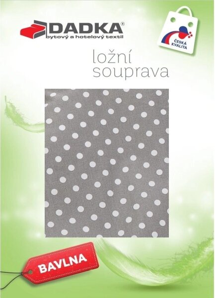 DADKA Krepové povlečení Puntík bílé na šedém podkladu 140x200, 70x90 cm