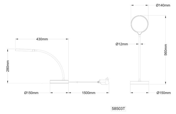 STOLNÍ LED LAMPA, 43/15/28 cm Globo - Online Only svítidla, Online Only