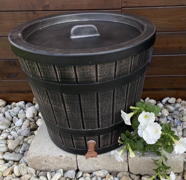 ROTO Kónický sud na dešťovou vodu 50 L, imitace hnědého dřeva (Conical design)