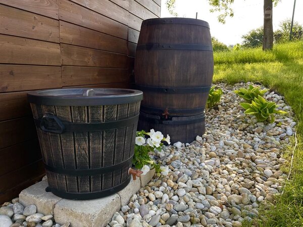 ROTO Kónický sud na dešťovou vodu 50 L, imitace hnědého dřeva (Conical design)