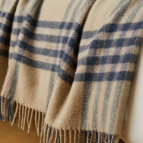 Vlněná deka Hex Check Blue Slate 240 x 150 cm Tweedmill