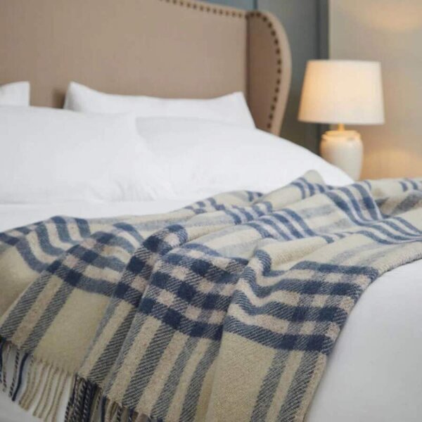 Vlněná deka Hex Check Blue Slate 240 x 150 cm Tweedmill