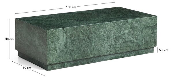 Zelený mramorový konferenční stolek 50x100 cm Sorein – Kave Home