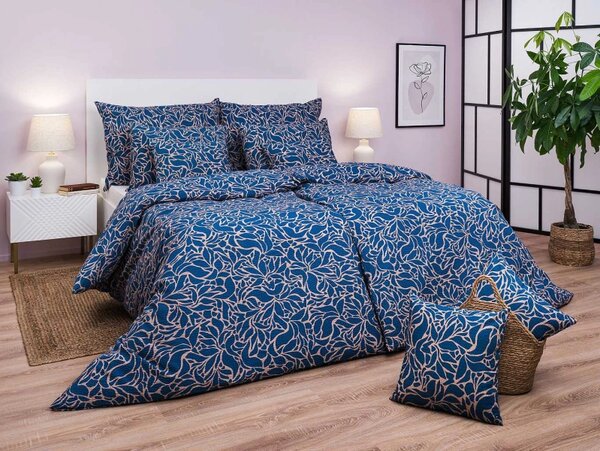 DADKA Krepové povlečení Sorat tmavě modré 140x200, 70x90 cm