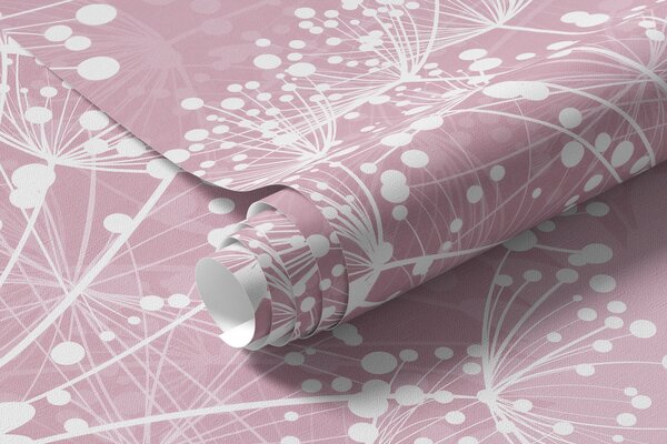 Fototapety Jemné pampelišky s růžovými motýly, Fototapety květiny, u99597v3 : uwalls.cz