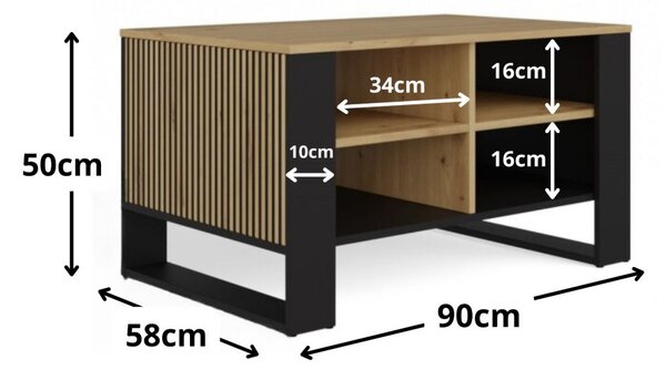 TP Living Konferenční stolek LAWA Modern 4P Slim dub artisan/černý