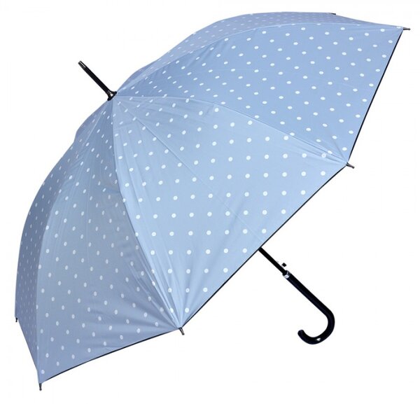 Velký světlemodrý deštník s bílými puntíky – 98 cm