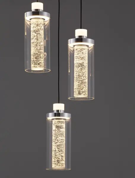 LED stmívatelný černo-chromový moderní lustr Lune 190