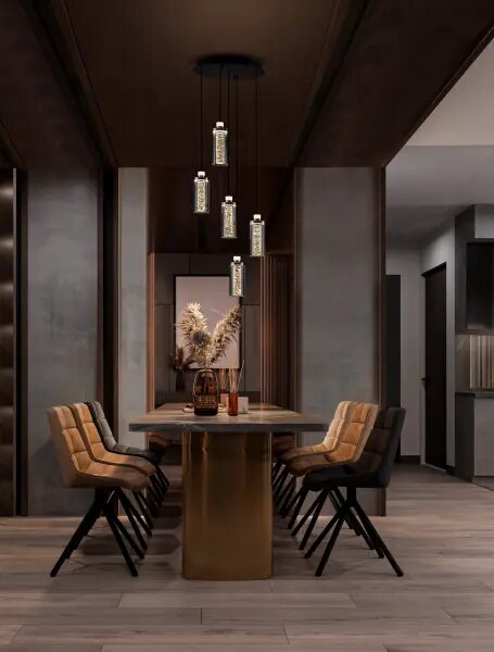 LED stmívatelný černo-chromový moderní lustr Lune 190