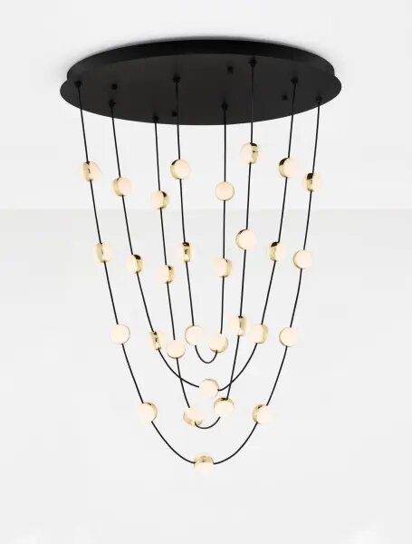 LED stmívatelný černo-zlatý designový lustr Alcinoe 120