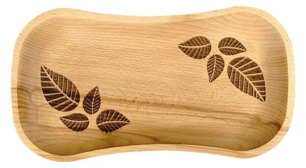 AMADEA Dřevěný servírovací podnos listy, masivní dřevo, 30 cm