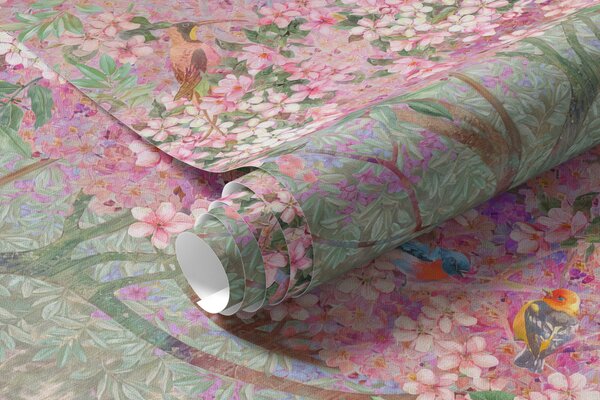 Fototapety Kvetoucí stromy s dlouhými kmeny, jeleni mezi stromy, Fototapety dětské, Fototapety dětské les, u62100d2 : uwalls.cz