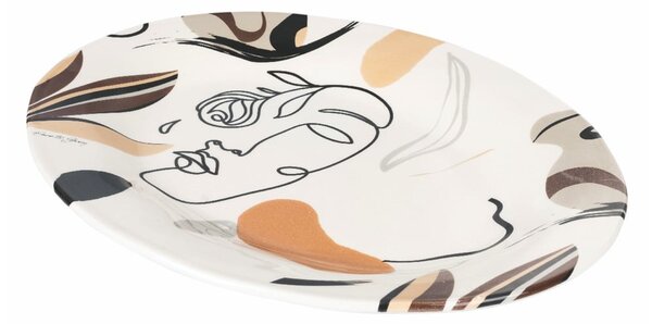 Keramický servírovací talíř Villa d'Este Face to Grey, 45,5 x 33 cm