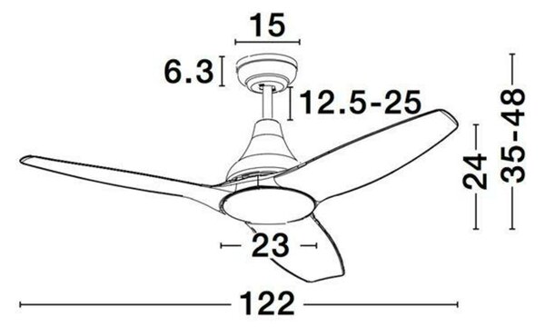 NOVA LUCE stropní ventilátor se světlem SAMOA tělo z oceli matná bílá a sklo 3ABS bílé listy LED 18W 3000K 5267302