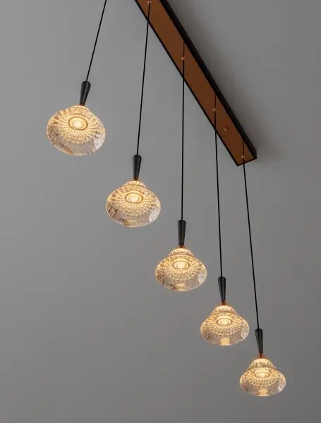 LED stmívatelný černo-rose zlatá moderní lustr Paluz 150