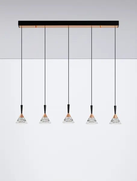 LED stmívatelný černo-rose zlatá moderní lustr Paluz 150