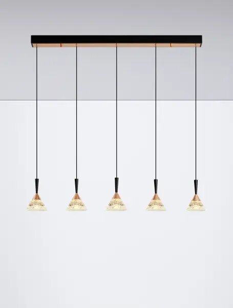 LED stmívatelný černo-rose zlatá moderní lustr Paluz 150