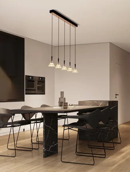 LED stmívatelný černo-rose zlatá moderní lustr Paluz 150