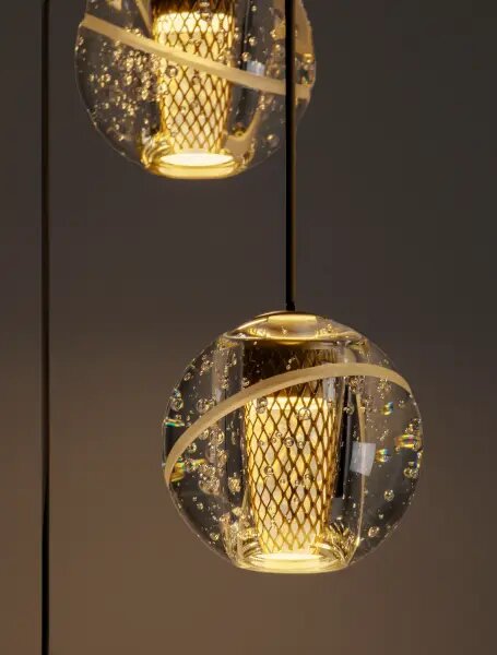 LED stmívatelný zlatá moderní lustr Licio