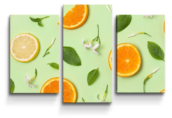 Sablio Obraz - 3-dílný Citrus a květ - 75x50 cm