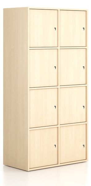 Kancelářská skříň FRAME, 8x dveře, 872 x 450 x 1735 mm, cylindrický zámek, bříza