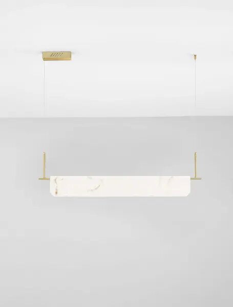 LED stmívatelný mosazno-zlatý moderní lustr Aider